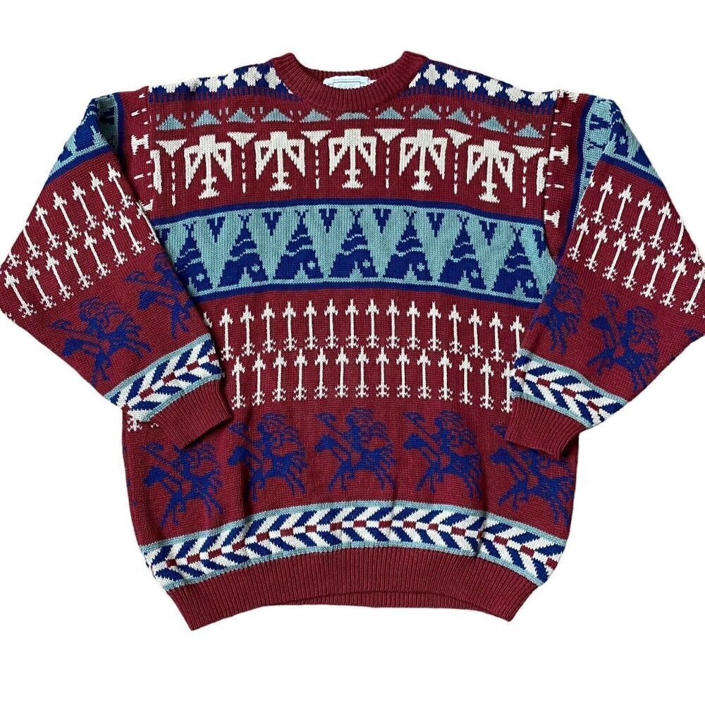 Liz Ence Hand Loomed Sweater Vintage 1970s Native American Indian